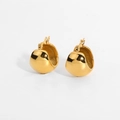 Thick gold-plated hollow water drop earrings in a classic chunky C-shaped hoop style - Gold Chunky Hoop Earrings(JDE201400)