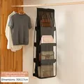 8-pocket black non-woven hanging closet organizer for bags with transparent PVC windows - 8 Compartments [Single Layer] / Black