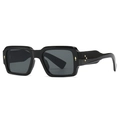Classic black square frame sunglasses with gold star rivets and dark grey lenses - Bright Black/Dark Grey Lens