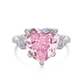 Lussuoso anello in argento S925 con una grande pietra preziosa rosa a forma di cuore - US 8 / Stile a Cuore (DY120541)