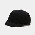 Detail shot of a black cotton short brim cap with minimalist vintage worker style - Adjustable / Black