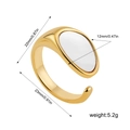 Anillo de acero de titanio 18K con incrustación de nácar y detalles de dimensiones - Oro Madreperla