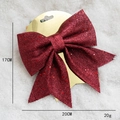 Red glitter Christmas bow ornament 17x20cm for holiday tree and window decoration - 17cm Wine Red Bow