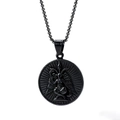 Collana con ciondolo Baphomet in acciaio inossidabile con design circolare nero retrò - Stile Nero (A0909)