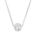 Elegante silberne Gliederkette mit einem mit Kristallen besetzten Kugelanhänger in Silber - Strasskugel Silber (KN235286-Z)