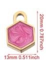Pink enamel hexagon lock pendant in gold plating with 20mm height dimensions - Hexagon-Red