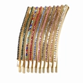 Set of 12 colorful rhinestone bobby pins in gold metal finish on white background - Set of 10 as Shown