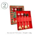 4-piece golden Christmas cutlery set with Santa Claus and tree charms in red gift box - No.2 - 4PCS Red Box Set / Gold