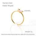 Anello cuore smaltato rosa placcato in oro 18k con fascia regolabile in acciaio - Aperto Regolabile / Stile Delfino (ZG646)