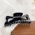 Glossy black hollow-out acetate hair claw clip for thick hair on wooden background - 13cm / Black 13CM