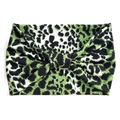 Bohemian elastic sports headband with green and black leopard print and knot detail - 6-Green Black Leopard