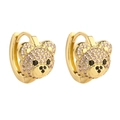 Créoles tête d'ours en strass rose avec finition métallique dorée polie - Or Zircon Rose