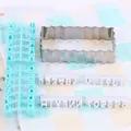 Set pasticceria DIY con tagliabiscotti in acciaio inox e stampi per lettere blu - 83027 Tagliapasta in Metallo + Set di Timbri Alfabeto