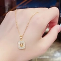 Light luxury gold necklace featuring a sparkling M letter pendant on a cross chain - 68#xl1783-124 Gold