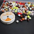 DIY sports ball bead kit with 200pcs acrylic baseball and soccer beads in a plastic box - 200Pcs Set Box With Elastic Cord