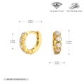Vista dettagliata di orecchini a cerchio in argento 925 dorato con zirconi e dimensioni - Oro (5.5mm)