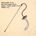 Cat wand toy with big-eyed black spider pendant, silver mesh tube and 41cm rod - Spider Style