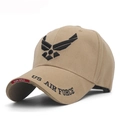 Khaki taktische Baseballkappe mit schwarzer US Air Force Stickerei und gebogenem Schirm - Khakischwarz