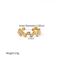 Golden wavy ring with zircon stones in a minimalist stainless steel linked design - White Zirconia Beaded (JDRW2306013-WT)