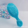 Mini-Massagehaarbürste mit blauen Strasssteinen und bunten Borsten für Styling - Himmelblau Strass 14x6x3,8cm