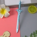 Blue fantasy sword shaped gel pen with star guard and engraved metal finish - Mitsubishi Sword - Blue / 0.5mm
