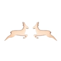 Detailed view of rose gold reindeer stud earrings with a polished metallic finish - Deer-368 / Rose Gold