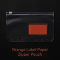 Transparent A5/A6 PVC binder zipper bag with 6-hole design and orange label card - A6 Zipper Bag with Orange Label Paper