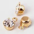 DIY jewelry charm with gold-plated four-claw setting and clear zircon crystal pendant - 1 Piece / Gold Plated with White Zirconia