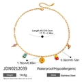 18K gold plated stainless steel necklace featuring colorful fast food enamel charms - Food Pendant Style (JDN0212039)