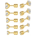 Set di orecchini a perno in acciaio inossidabile dorato con zirconi brillanti - Tondo Dorato / 2mm-6mm
