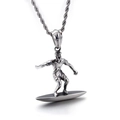 Punk style silver surfer pendant necklace in polished titanium steel for men - Surfer Pendant (KP56526-BD)