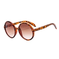 Retro Oversize-Rundsonnenbrille mit Schildpatt-Rahmen und braunem Farbverlauf - Leopardenmuster Rahmen Mit Rotem Streifen Teegläser