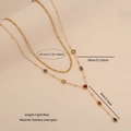 Double-layered gold stainless steel Y-necklace with colorful glass stones for women - Double Layer Figaro and Bead Chain Style (1#)