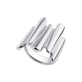 Polished silver knot ring with five parallel metallic bars and modern geometric design - Silver Irregular Geometry