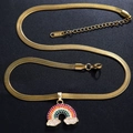 Goldene Schlangenkette mit Regenbogen-Anhänger und bunten Zirkonia-Verzierungen - Regenbogen-Stil (DZ10028-05)