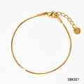 Minimalist gold PVD plated stainless steel snake chain necklace with lobster clasp and tag - Gold Bracelet (SBK507)