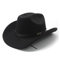 Cappello fedora nero in ecopelle scamosciata con cintura in pelle e fibbia dorata - Nero