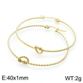 Gold twisted knot hoop earrings 40mm minimalist textured circular jewelry for women - Gold 40mm (KE95008-KFC)