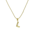 18k gold plated brass letter L necklace with pearl charm and dainty ball chain - Letter L