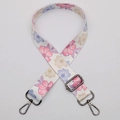 Adjustable wide canvas replacement bag strap with colorful floral print and gunmetal hooks - No. 609 Gunmetal Hook