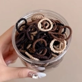 Elastic spiral hair ties set in earth tones stored in a transparent cylinder jar - 100 Pcs Jar / 3# Brown Ribbed