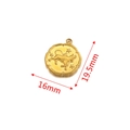 Golden Taurus zodiac stainless steel pendant for DIY jewelry making, 16mm x 19.5mm size - Taurus