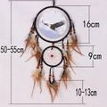 Handmade eagle dream catcher with brown feathers and 50-55cm length dimensions display - Bald Eagle Multi-Ring Style (MS8084C)