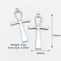Retro Ankh kruis bedeltjes in zilveren afwerking voor DIY sieraden 54x28mm set van twee - Antiek Zilver szj006z54