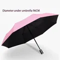 Pink automatic folding umbrella with 96cm diameter and black UV protection coating - 8-Rib Automatic Black Glue / Light Pink-Black Glue