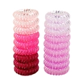 Elastic spiral hair ties set in gradient pink and purple tones for high ponytails - 18 Pieces Set / Pink Purple