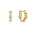 Elegant gold marquise-cut crystal huggie hoop earrings with vintage milgrain detailing - White Zircon (Gold Plated)