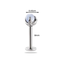 Blue cat eye moonstone titanium steel labret stud with 8mm length and 4.3mm claw top - Light Blue Cat's Eye Style(1#)