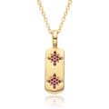 Luxury gold plated rectangle pendant necklace with purple starburst zircon inlays - Rectangle Star Style (c486)