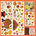 Detail of 58pcs Thanksgiving static window clings featuring turkeys and maple leaves - Style C (Set of 4) / 20*30cm